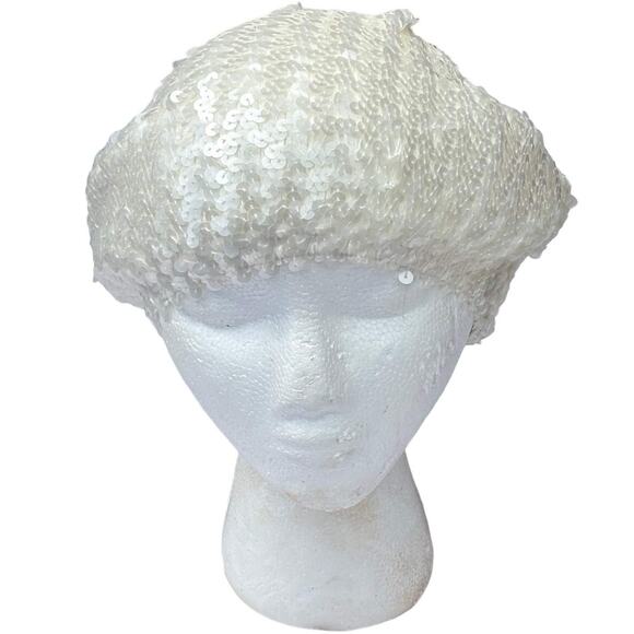 Cream Sequin Beanie - Picture 1 of 6